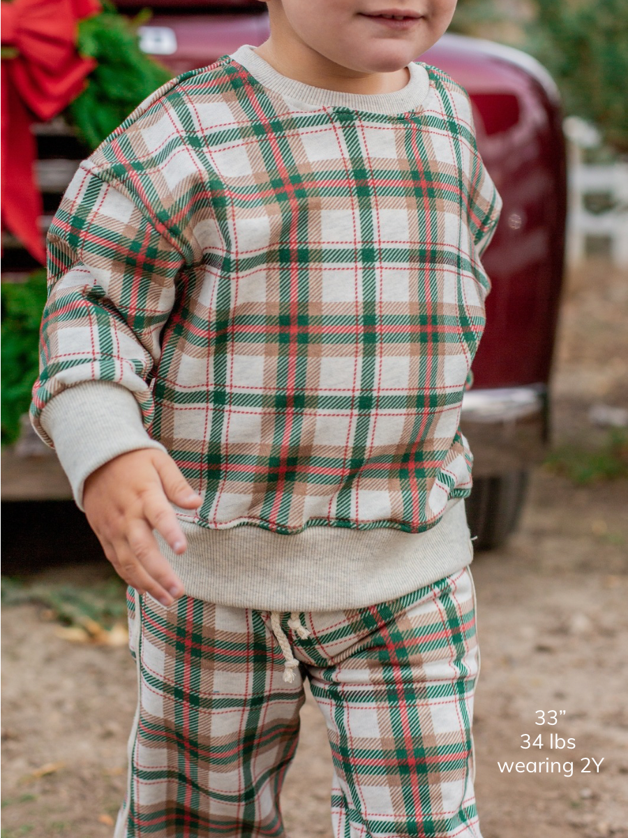 Holly Haven Plaid Drop Shoulder Crewneck