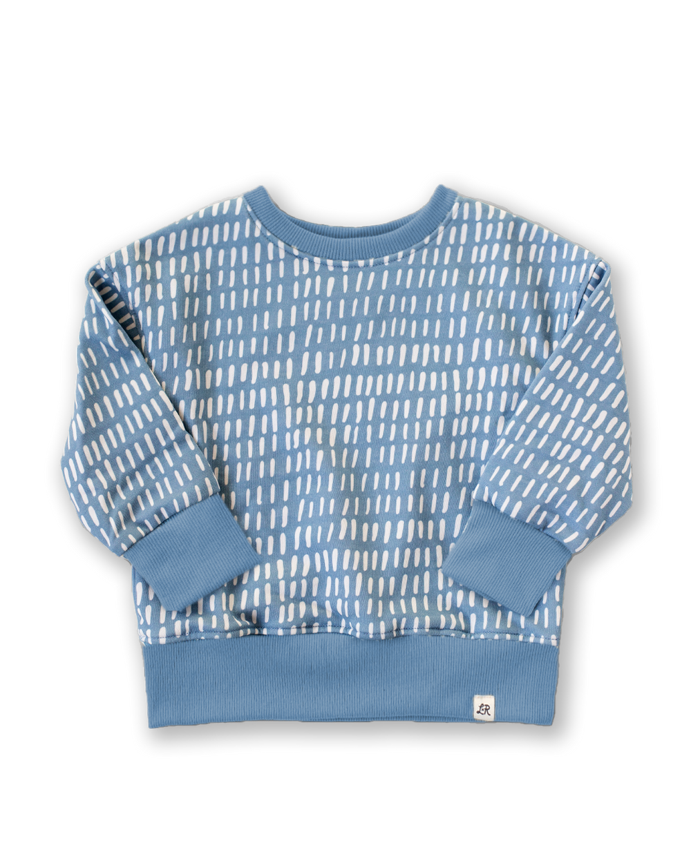 **PREORDER** Satin Blue Dash Dot Drop Shoulder Crewneck