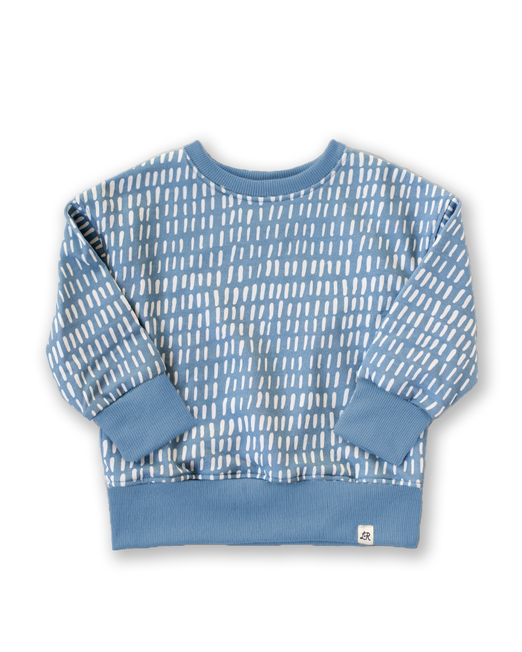 **PREORDER** Satin Blue Dash Dot Drop Shoulder Crewneck