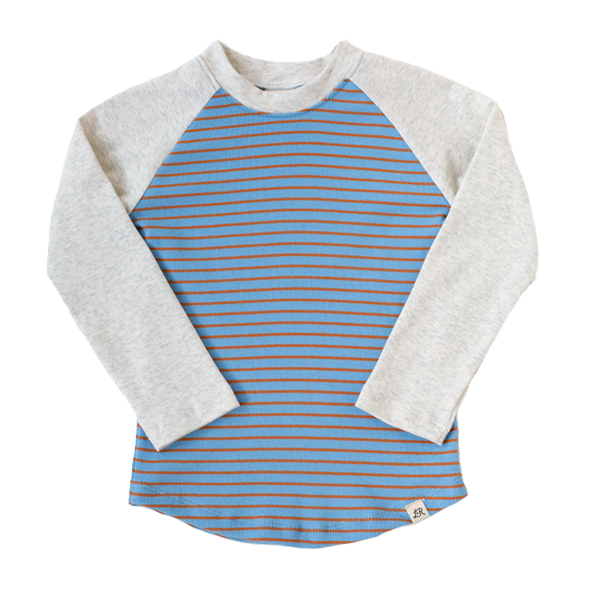 Woodland Stripe and Heathered Cream Long Sleeve Baseball Tee