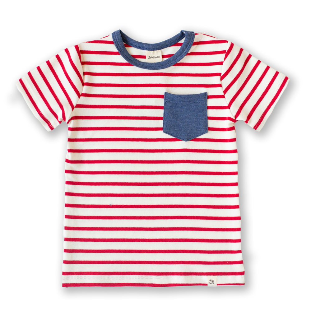 Valor Stripe and Denim Short Sleeve Pocket Shirt