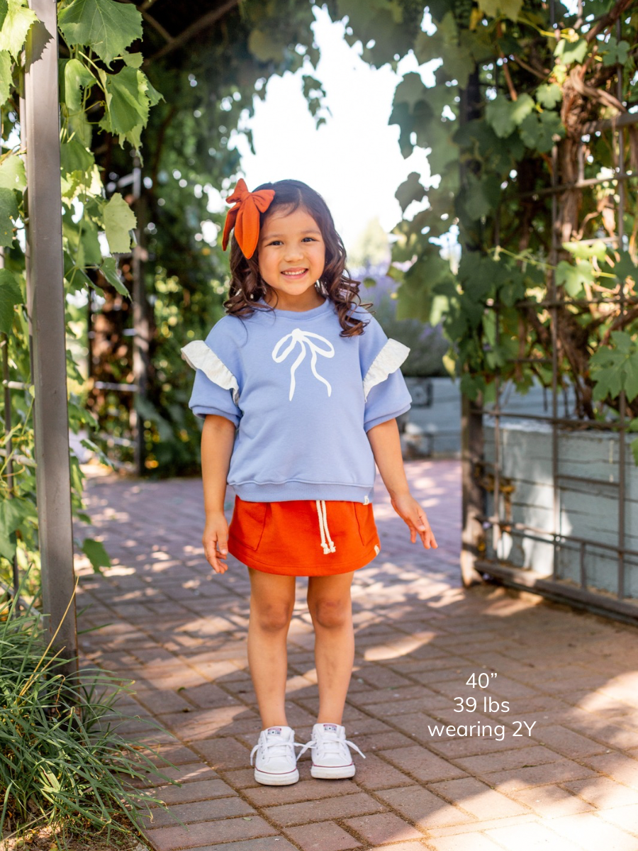 Bluebell Short Sleeve Ruffle Drop Shoulder Crewneck