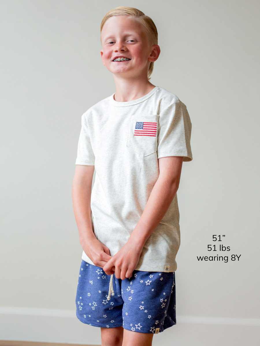Denim Star Print Surf Shorts