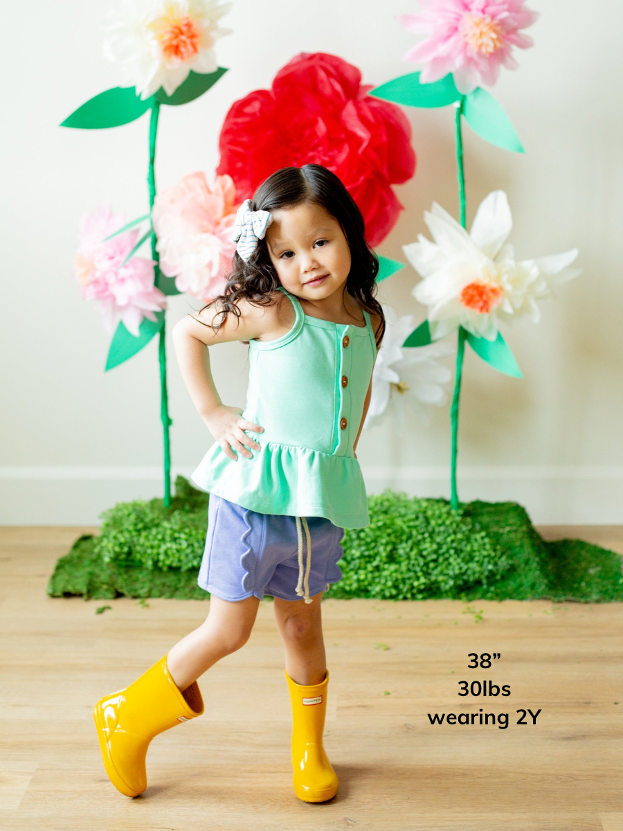 Bellflower Scallop Retro Ruffle Shorts