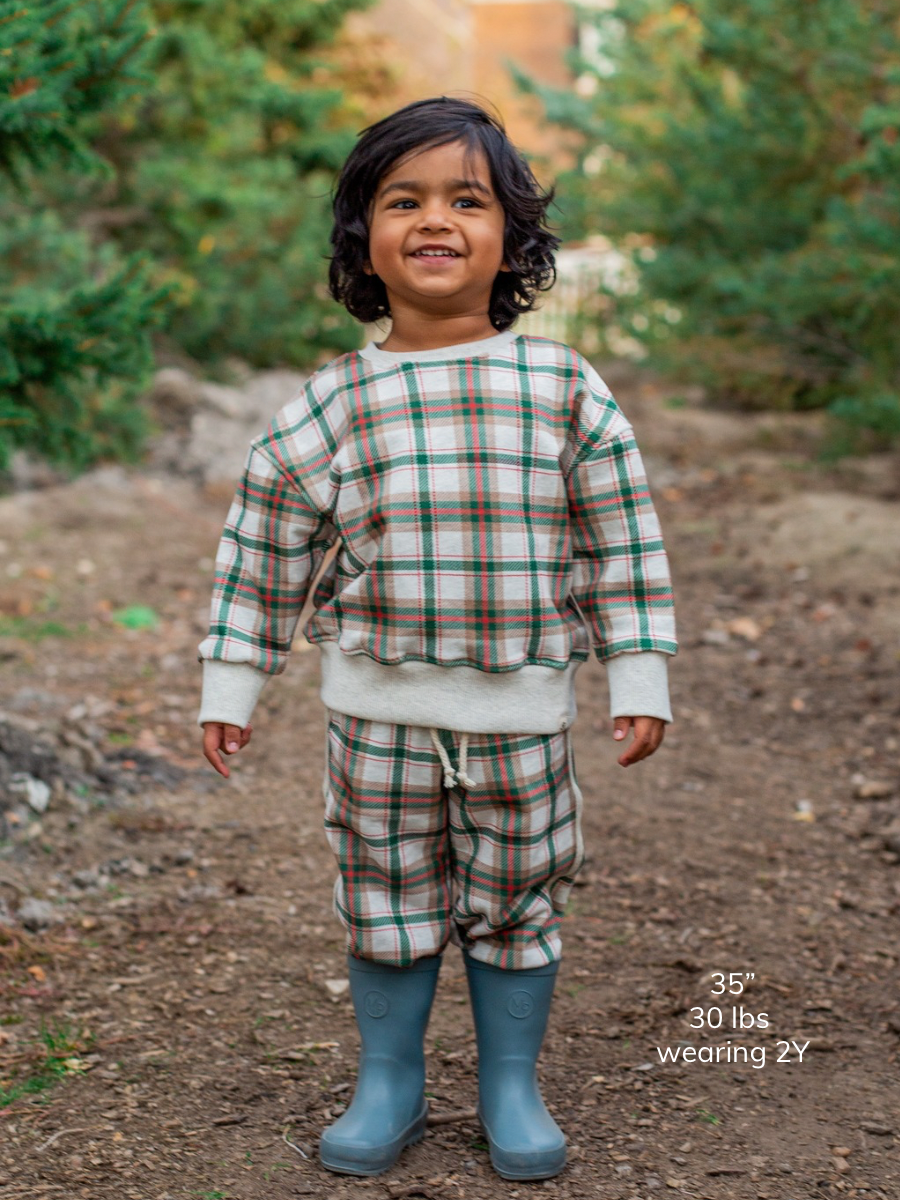 Holly Haven Plaid Drop Shoulder Crewneck