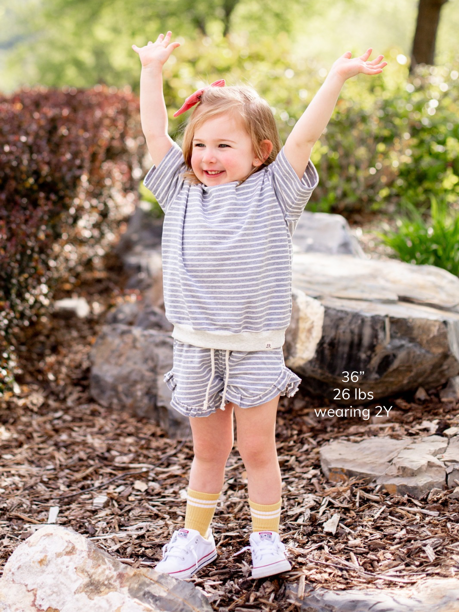 Stone Stripe Short Sleeve Drop Shoulder Crew