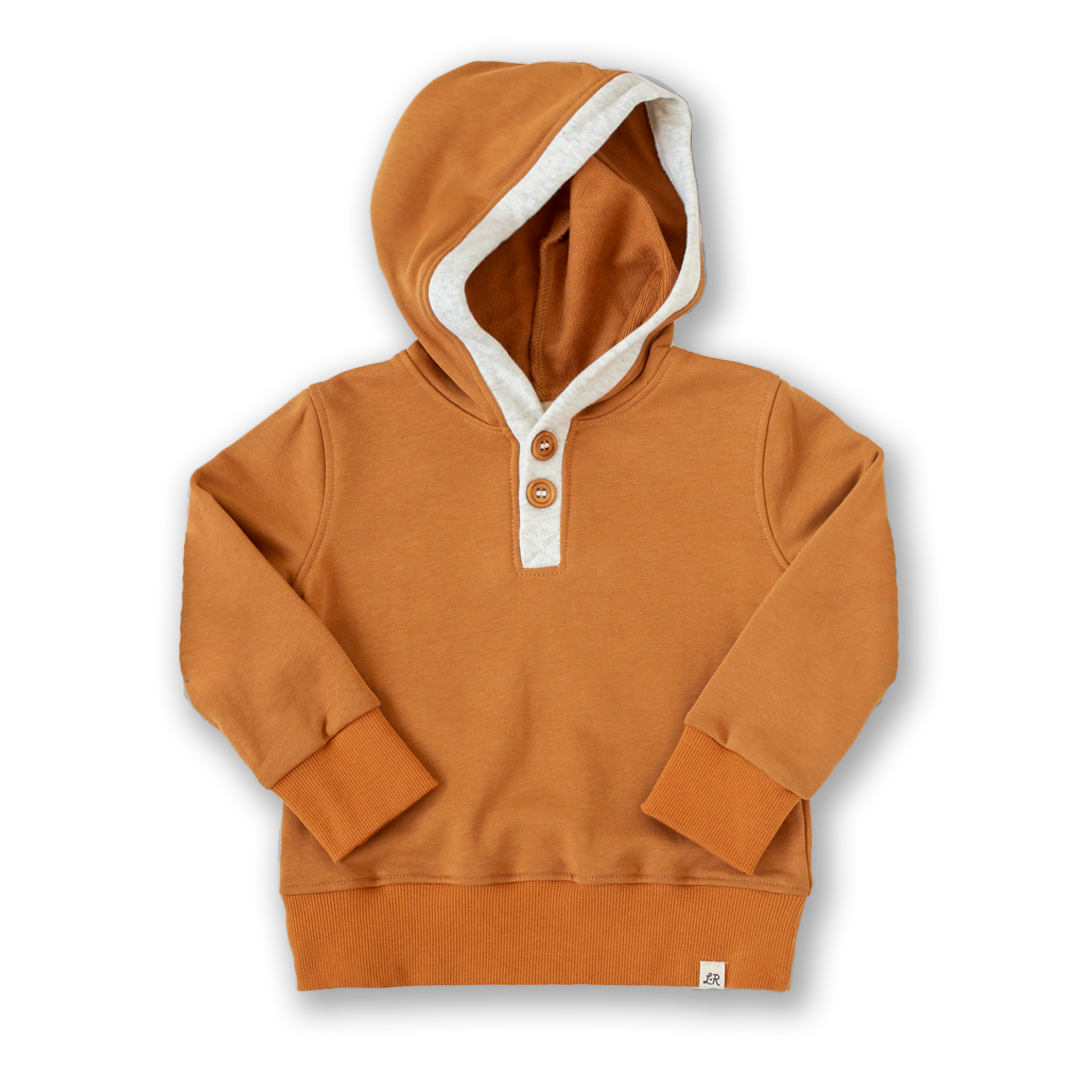 Pumpkin Spice and Heathered Cream Button Hoodie