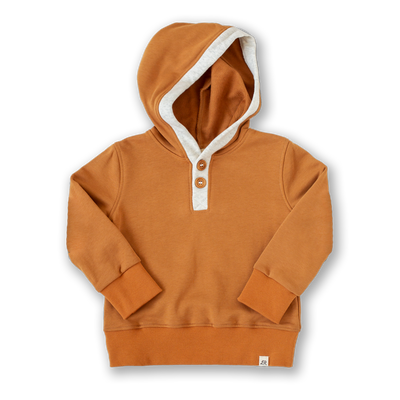 Pumpkin Spice and Heathered Cream Button Hoodie