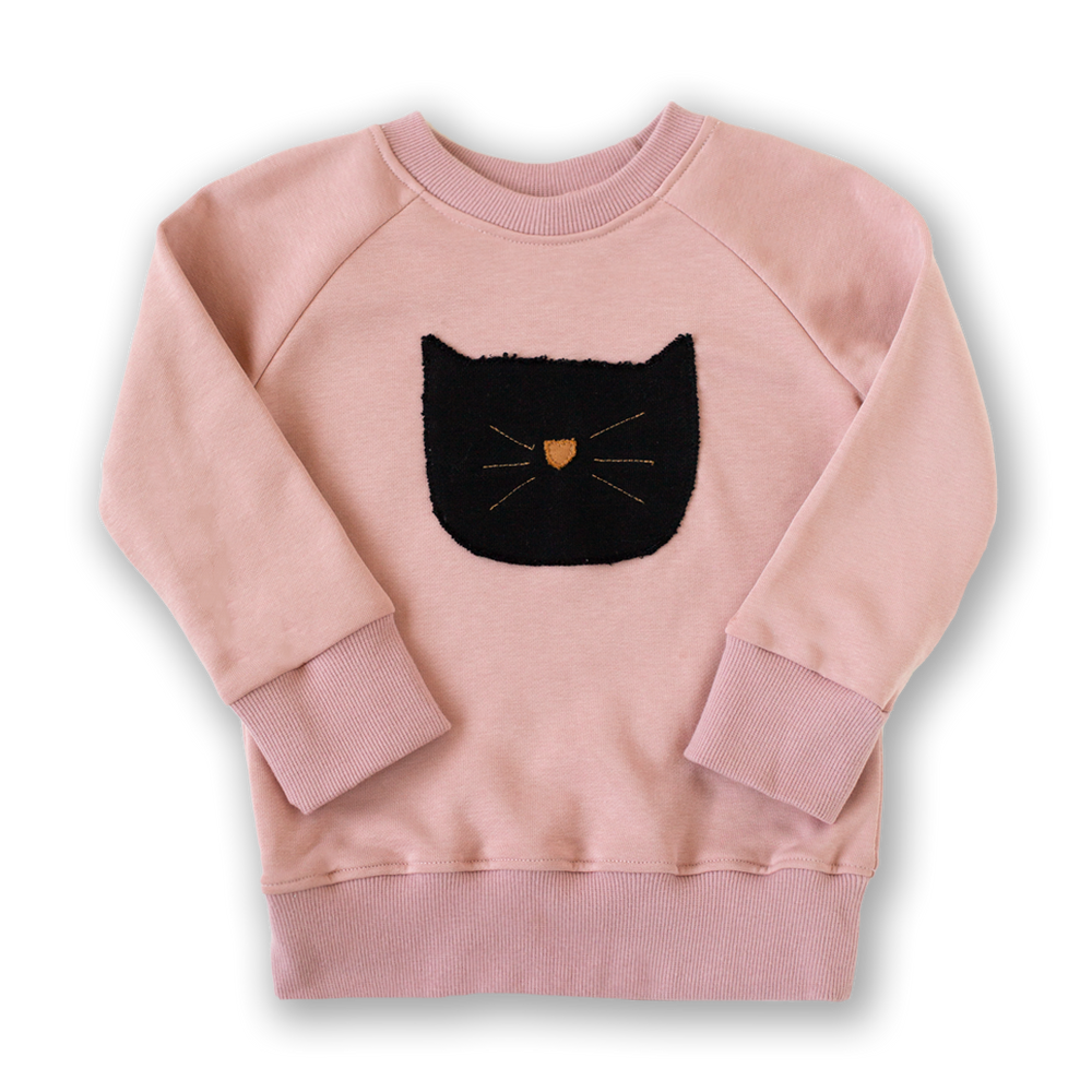 Tea Rose Cat Patch Crewneck