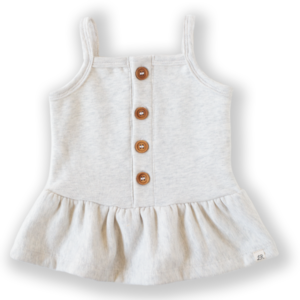 Heathered Cream Button Peplum Tank