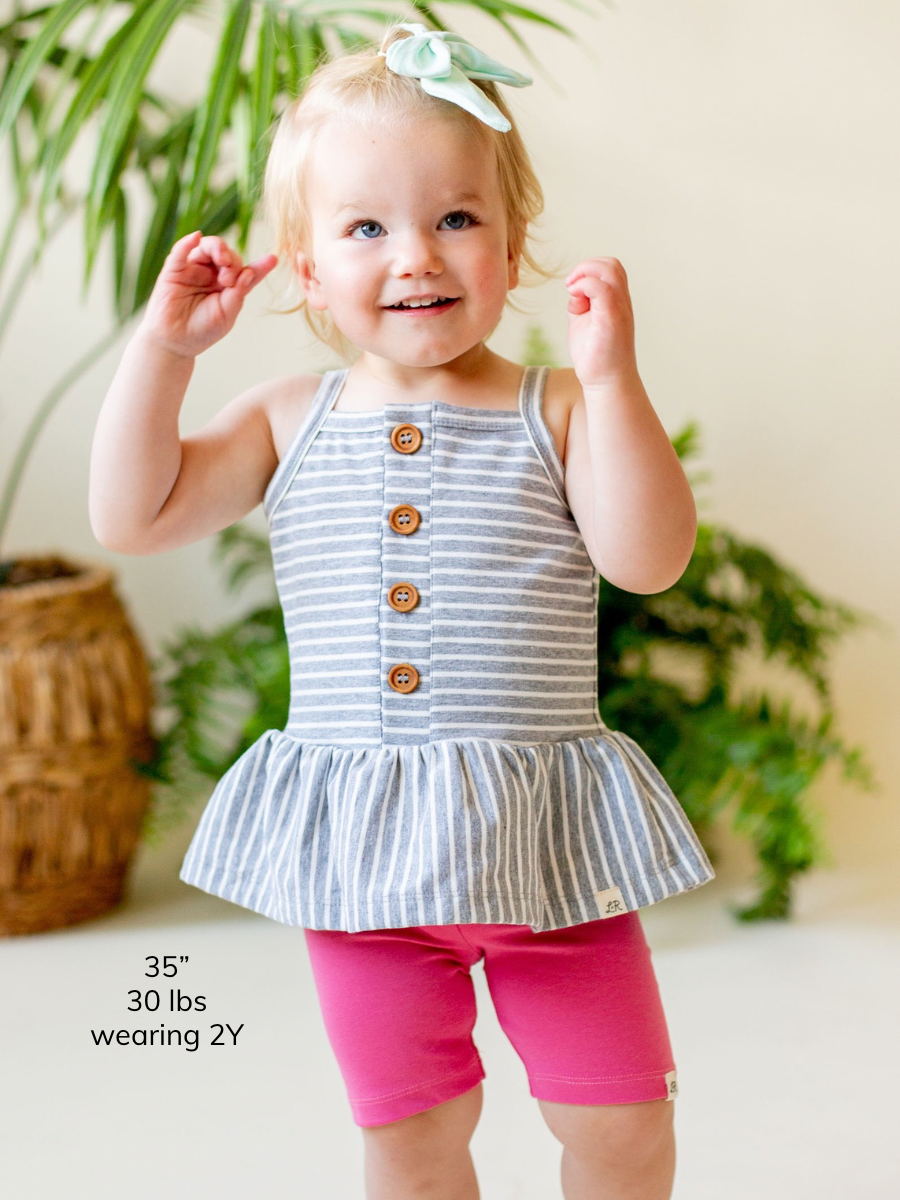 Stone Stripe Button Peplum Tank