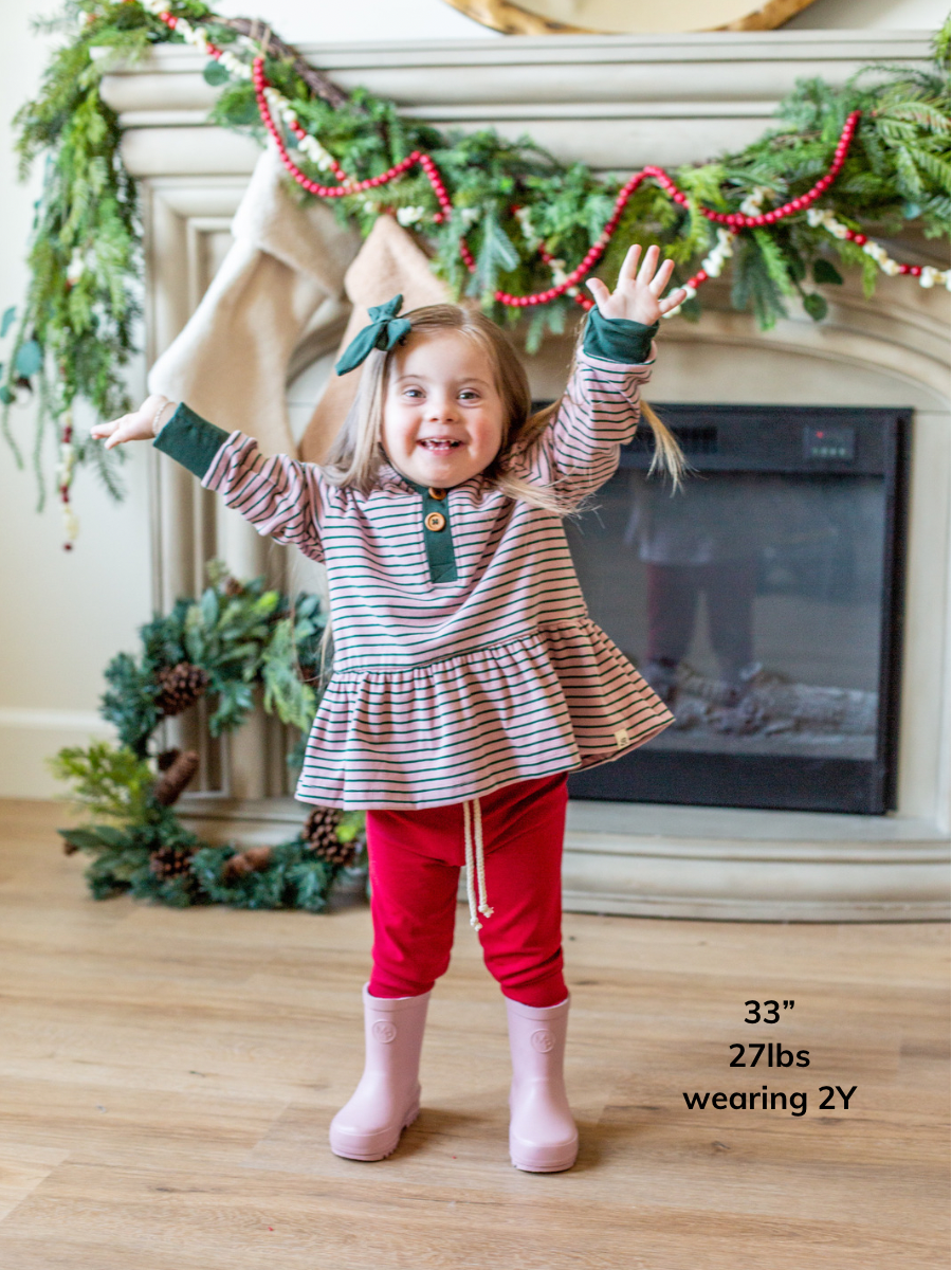 Sugarplum Stripe and Evergreen Peplum Hoodie
