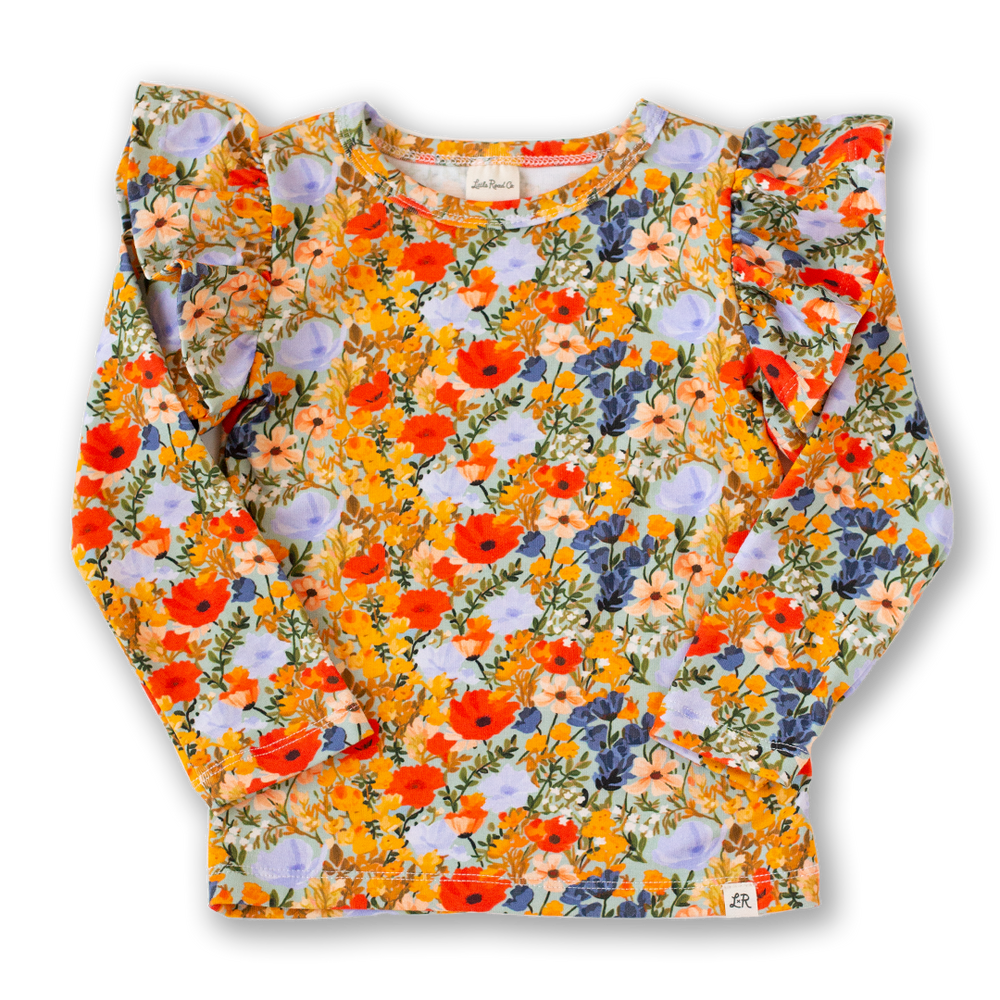 Dreamland Floral Long Sleeve Flutter Top