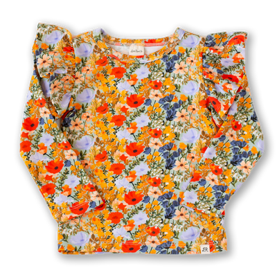 Dreamland Floral Long Sleeve Flutter Top