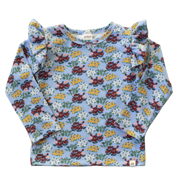 Woodland Floral Long Sleeve Flutter Top
