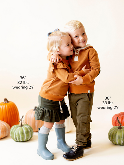 Pumpkin Spice and Heathered Cream Button Hoodie