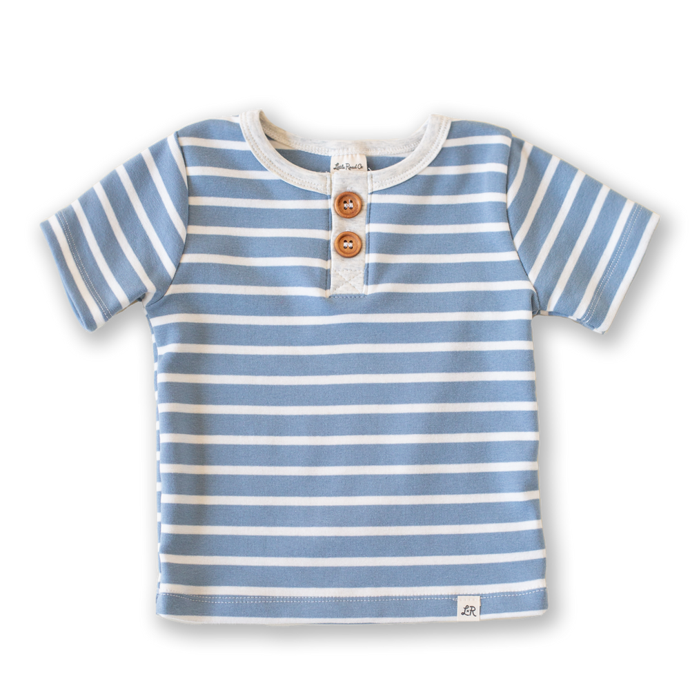 Carolina Blue Stripe Short Sleeve Button Shirt