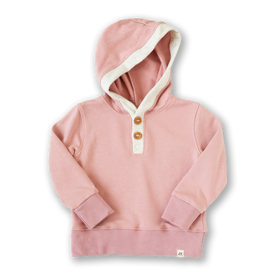 Tea Rose and Heathered Cream Button Hoodie