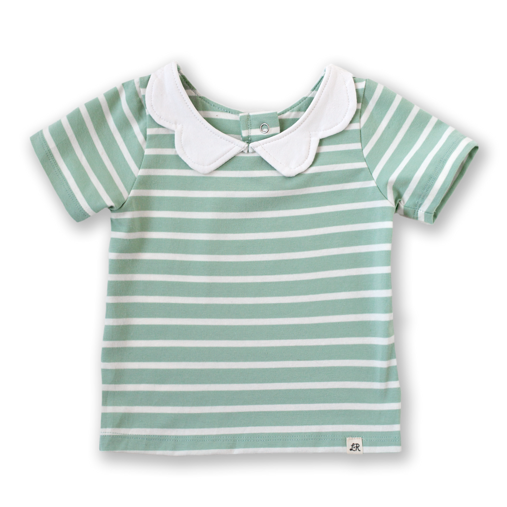 **PREORDER** Seafoam Stripe Peter Pan Top