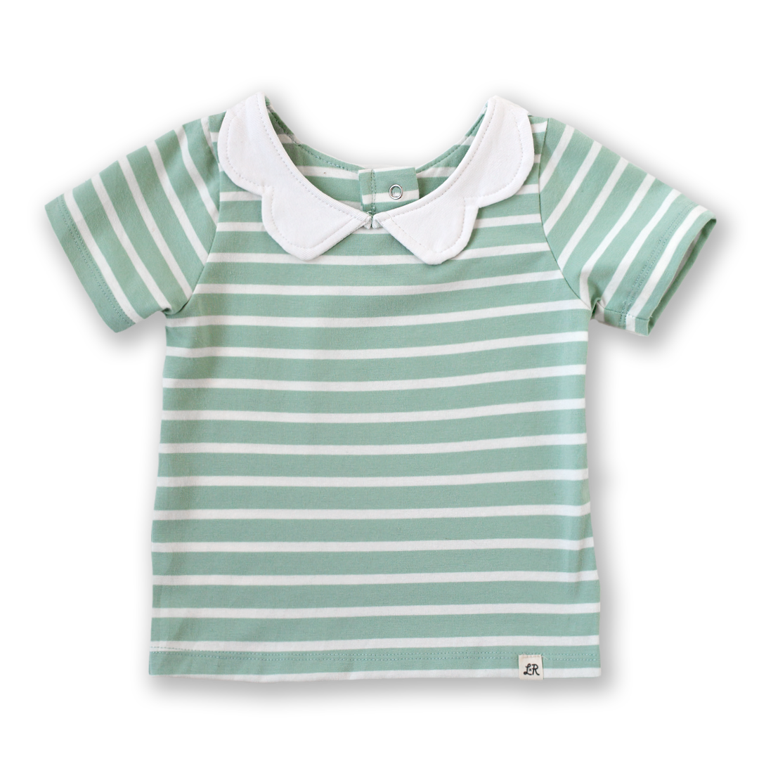 **PREORDER** Seafoam Stripe Peter Pan Top