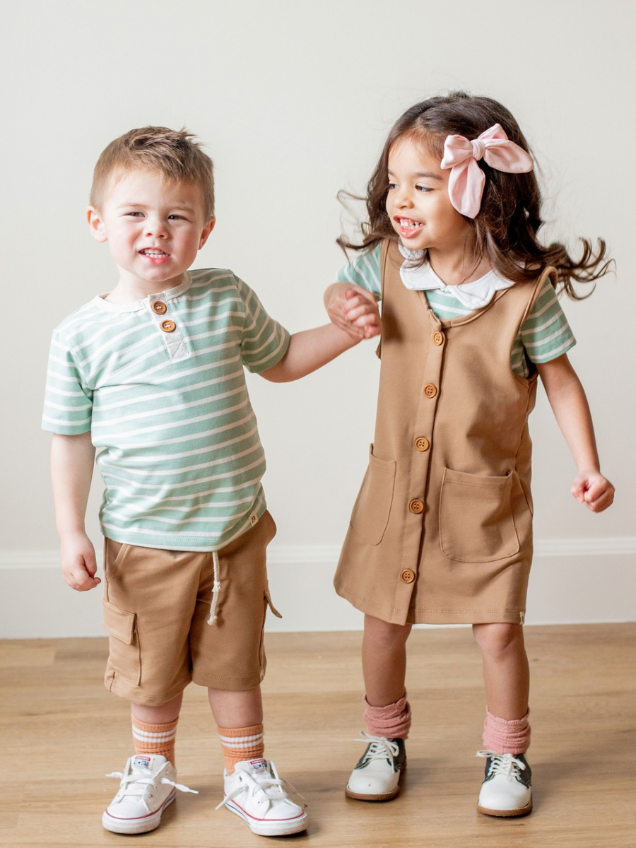 **BACKORDER** Seafoam Stripe Short Sleeve Button Shirt