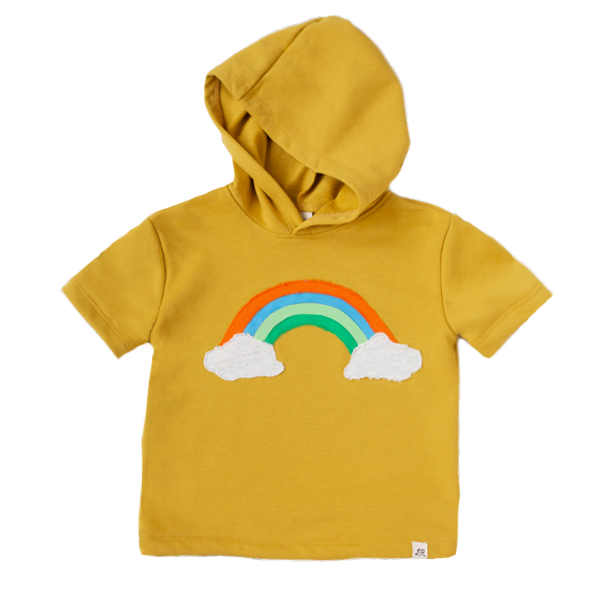 Bumblebee Short Sleeve Rainbow Patch Hoodie