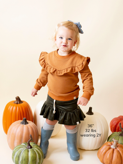 Pumpkin Spice Drop Shoulder Ruffle Sweatshirt