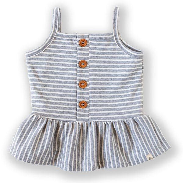 Stone Stripe Button Peplum Tank