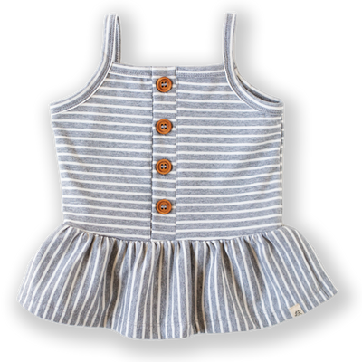 Stone Stripe Button Peplum Tank