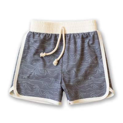 Wave Print Swim Trunks