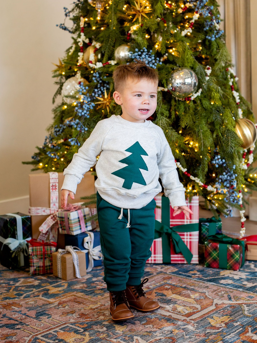 Heathered Cream Tree Patch Crewneck