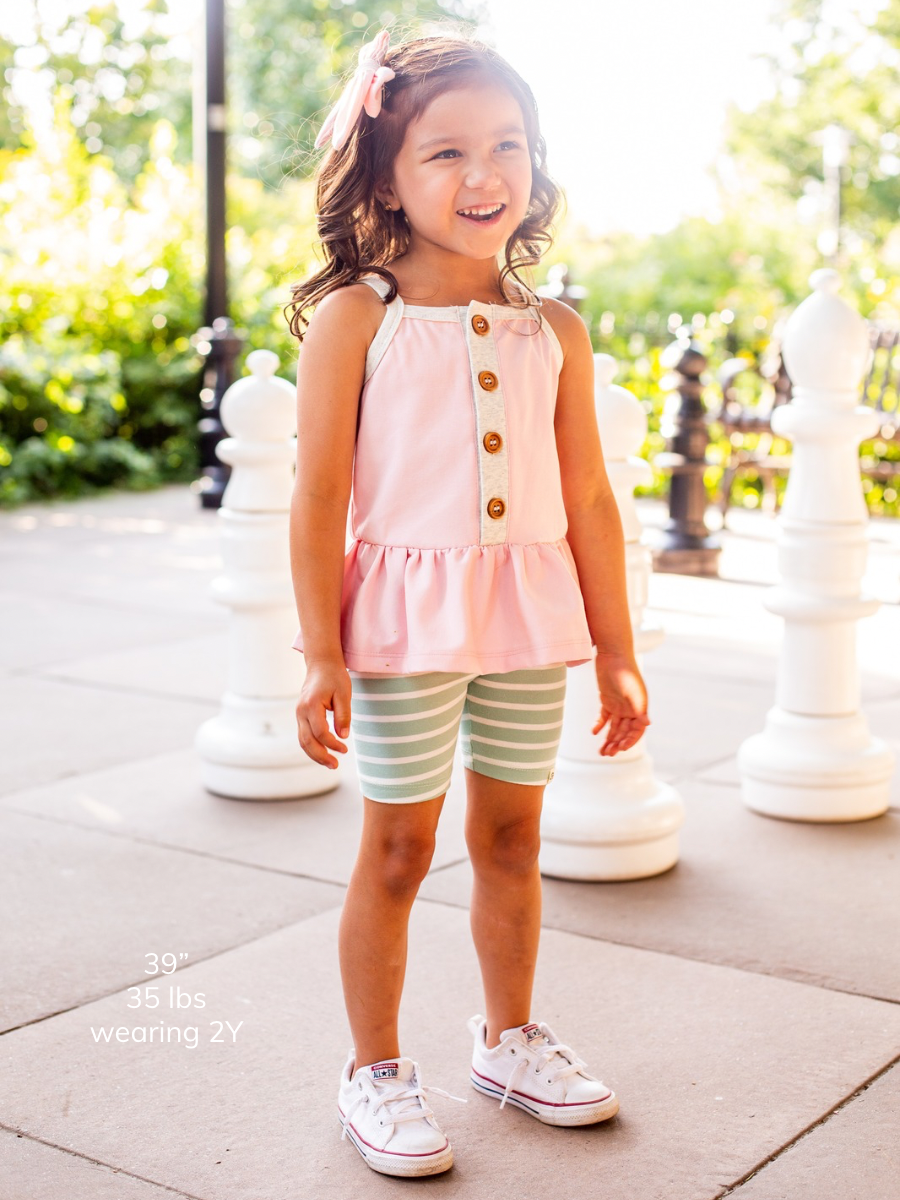 Seafoam Stripe Biker Shorts