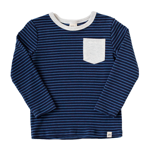Deep Blue Stripe Long Sleeve Pocket Shirt