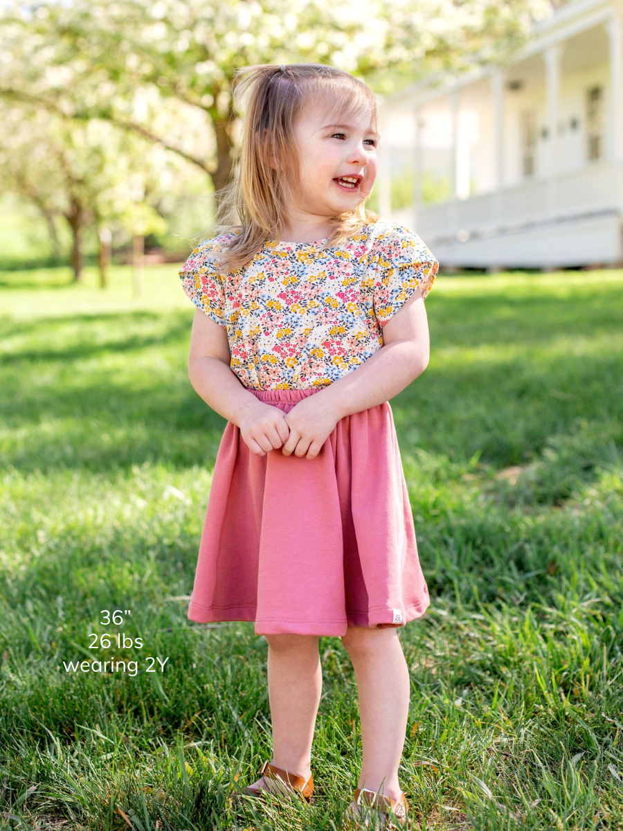 Bellflower Floral and Sunset Bloom Petal Sleeve Dress