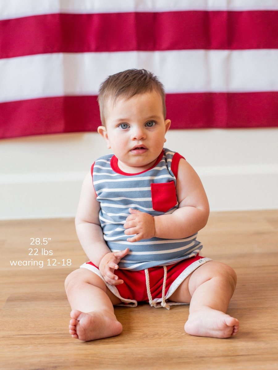 Carolina Blue Stripe and Valor Pocket Tank