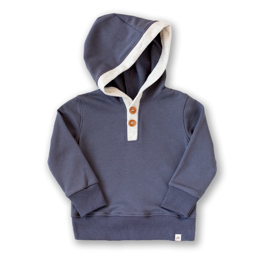 Rainwater and Heathered Cream Button Hoodie