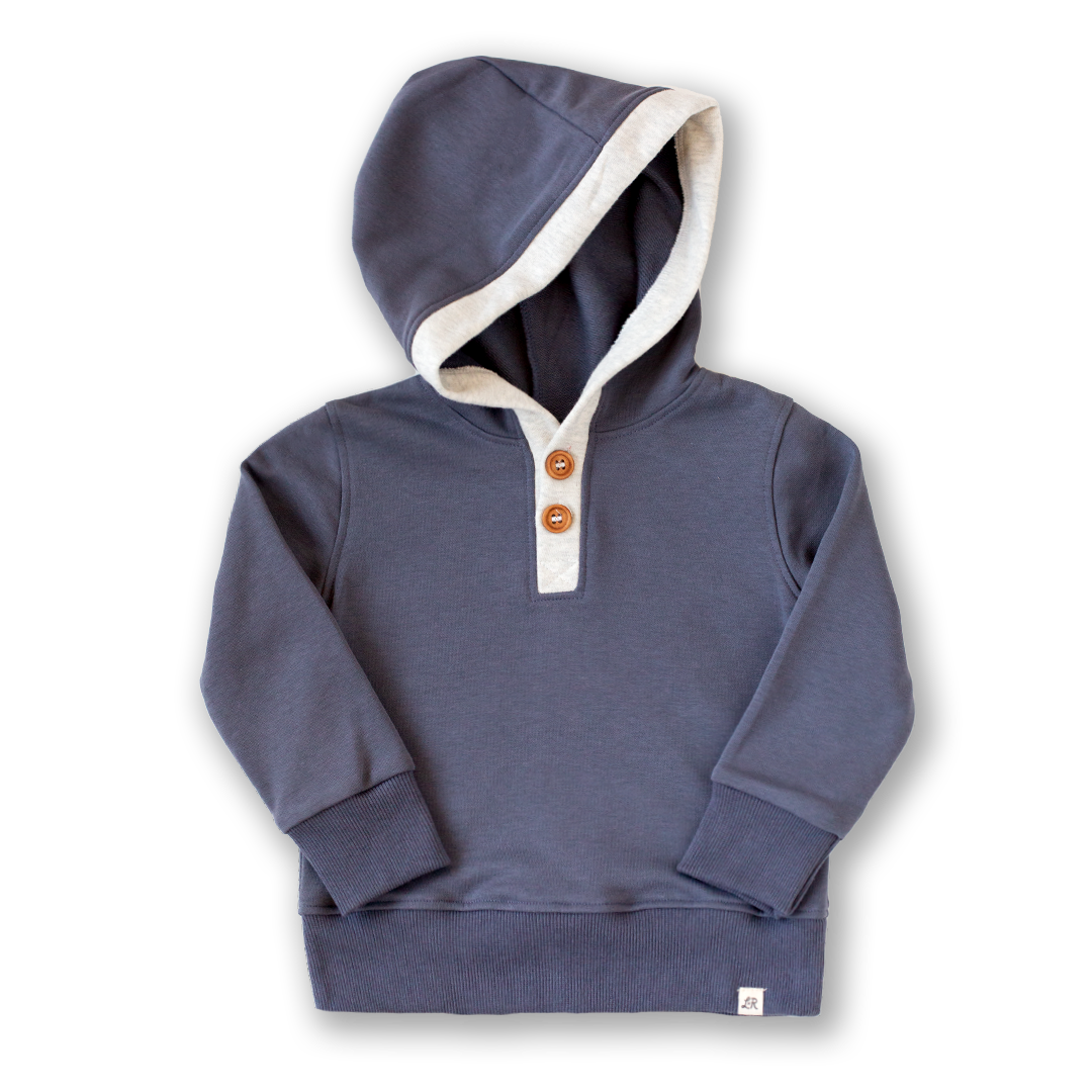 Rainwater and Heathered Cream Button Hoodie