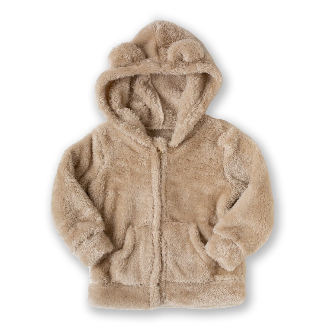 Latte Fur Bear Ear Zip Hoodie