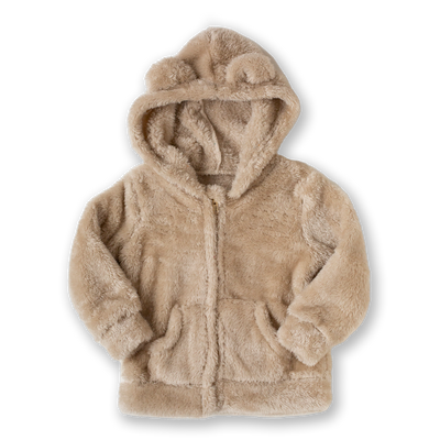 Latte Fur Bear Ear Zip Hoodie