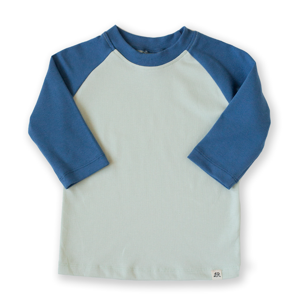 Mist and Pacific Blue 3/4 Sleeve Baseball Shirt