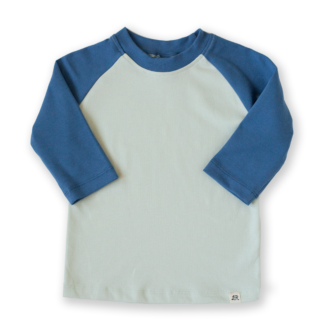 Mist and Pacific Blue 3/4 Sleeve Baseball Shirt