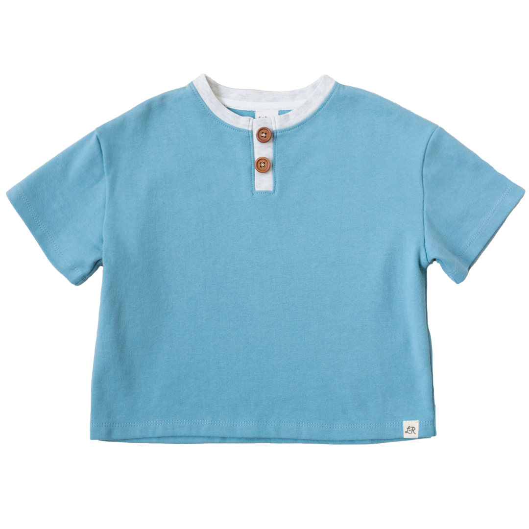 Beach Tide Drop Shoulder Button Tee