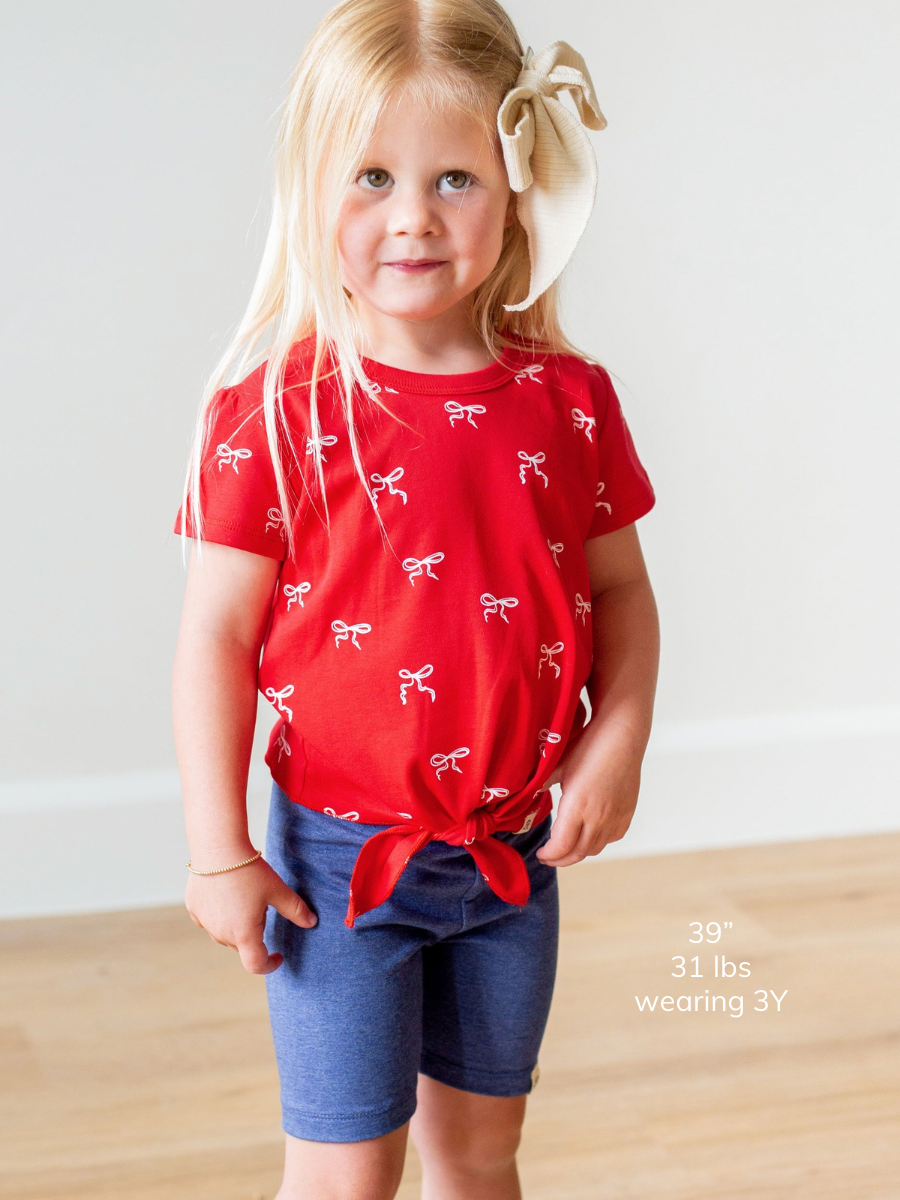 Heritage Bow Print Short Sleeve Tie Top