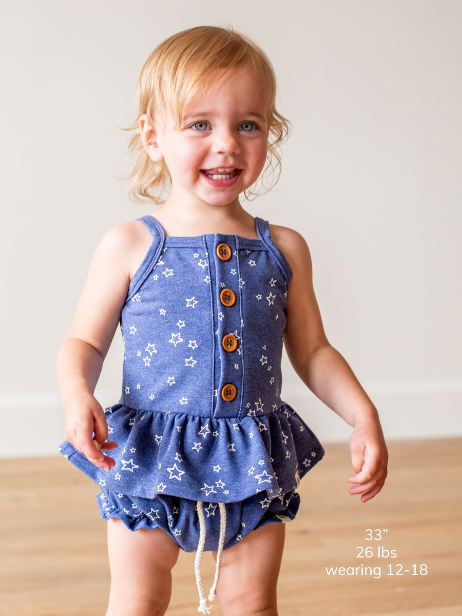 Denim Star Print Ruffle Shorties