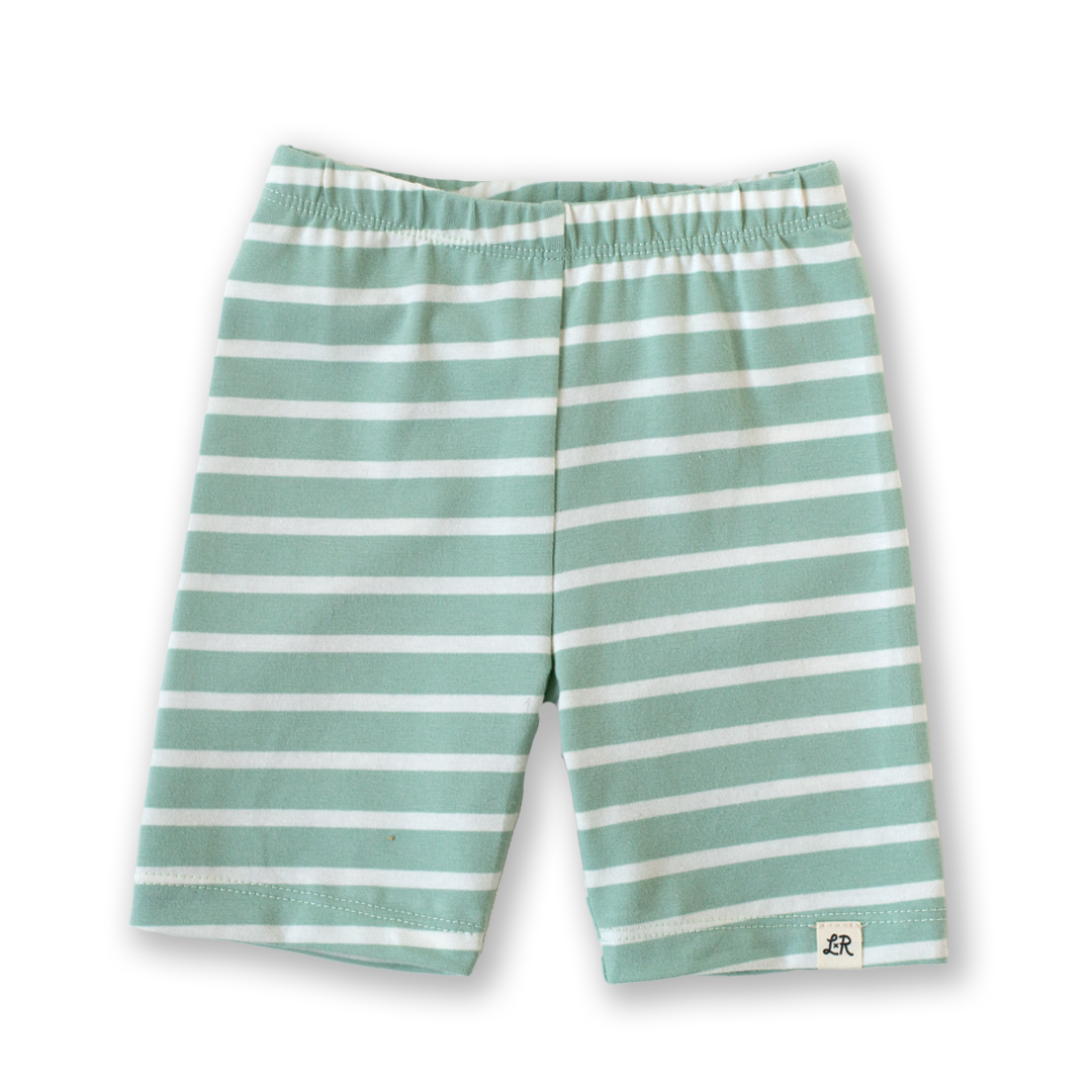 Seafoam Stripe Biker Shorts