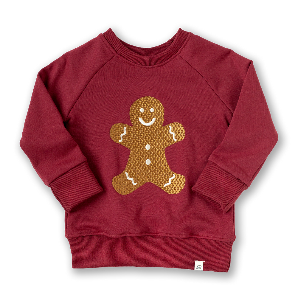 Holly Gingerbread Man Embroidered Patch Crewneck