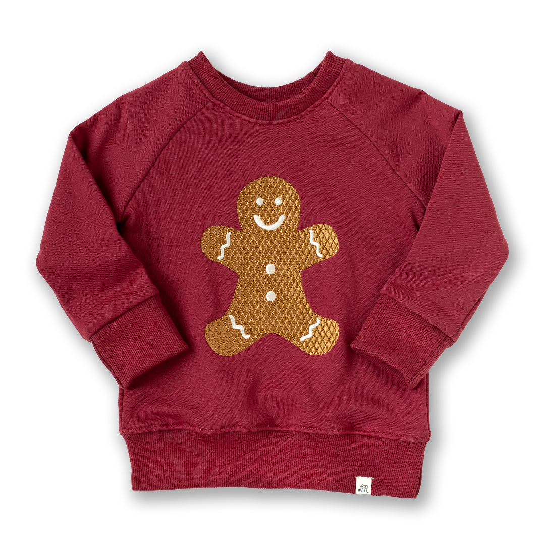 Holly Gingerbread Man Embroidered Patch Crewneck