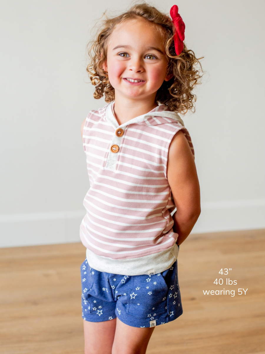 Carolina Pink Stripe Sleeveless Button Hoodie