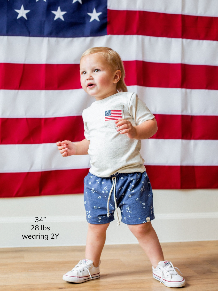 Denim Star Print Surf Shorts
