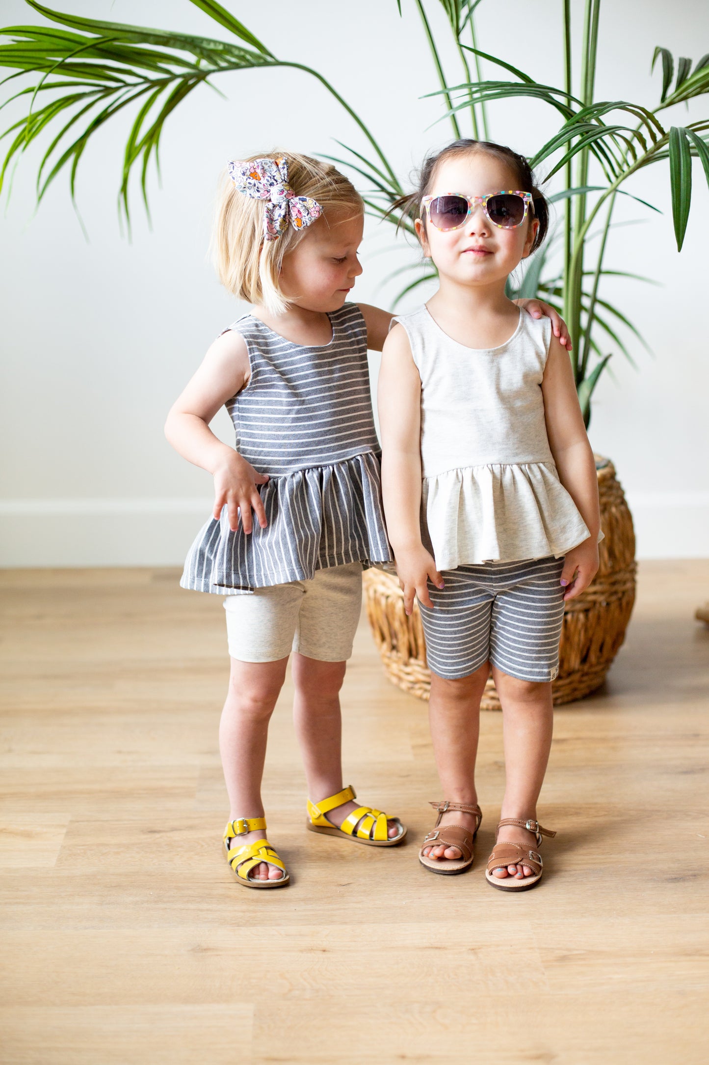 Grey Stripe Biker Shorts